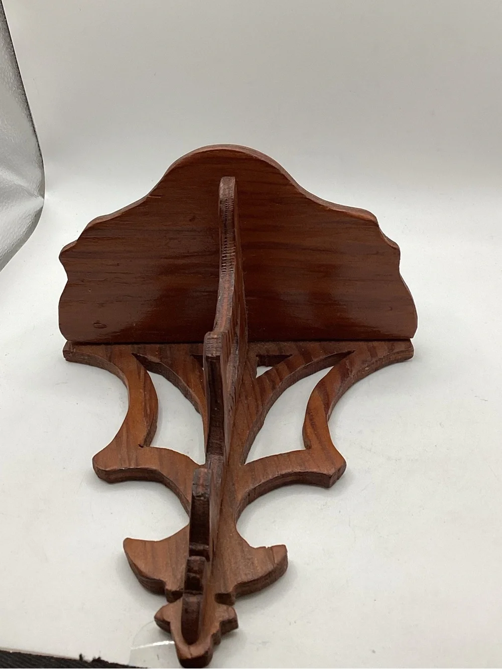 vintage hand-carved wooden wall shelf  scrollwork
